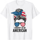 i Identify As An American Messy Bun Women Girls T-Shirt - T-Shirt | White