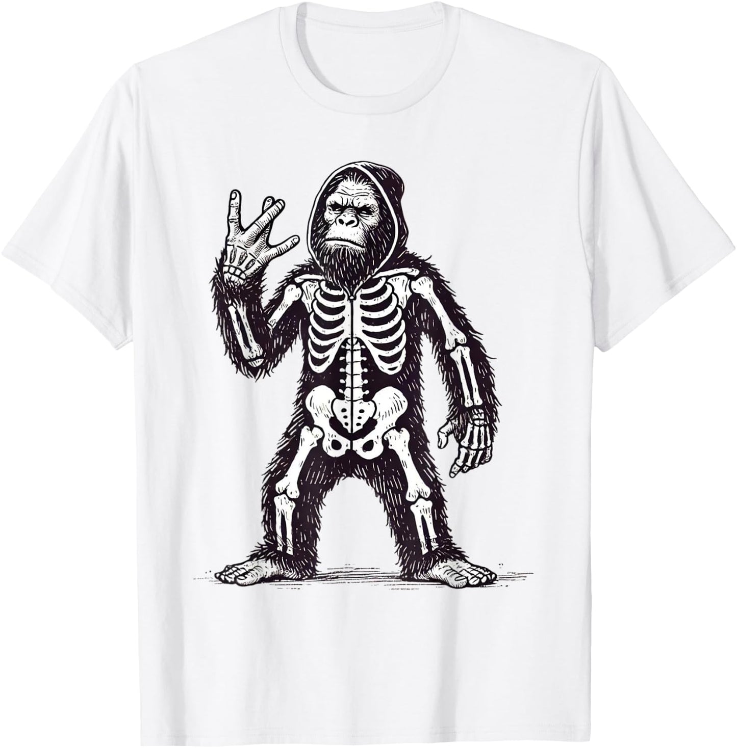 Cool Halloween Pumpkin Bigfoot Skeleton Westside T-Shirt - T-Shirt | White