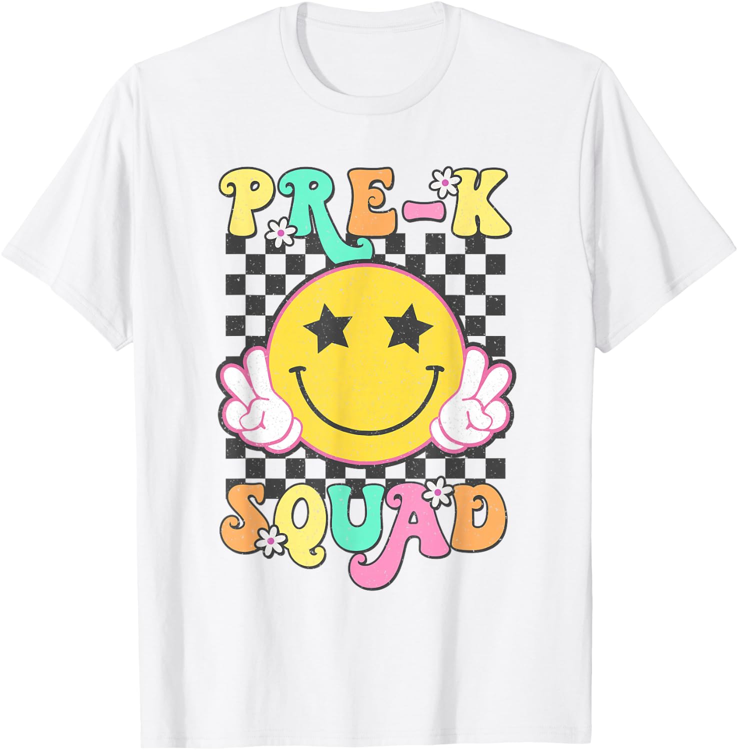 Pre-K Squad Smile Retro Back To School T-Shirt - T-Shirt | White