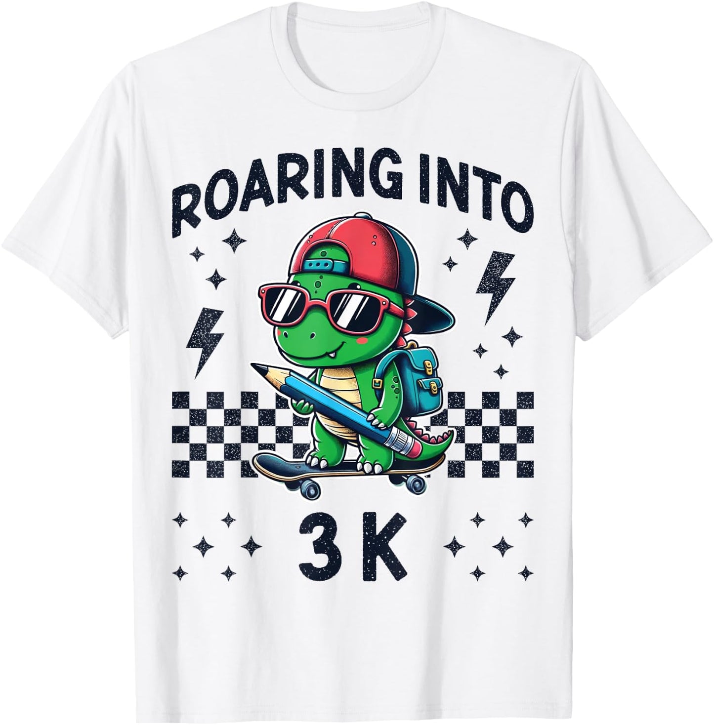 Roaring Into 3K Dinosaur Back to School Kid I’m Ready for 3K T-Shirt - T-Shirt | White