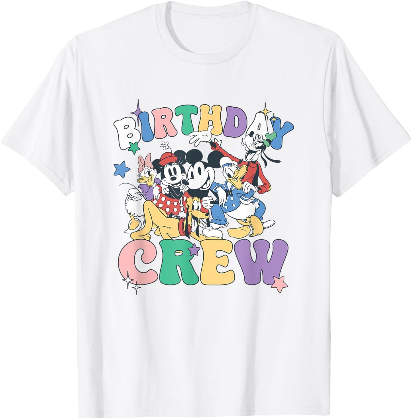 Disney Mickey And Friends Birthday Crew Vintage Group T-Shirt - T-Shirt | White