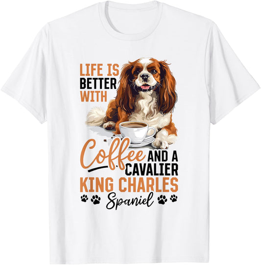 Cavalier King Charles Spaniel Dog Breed Life is Better with Women Kids T-Shirt - T-Shirt | White