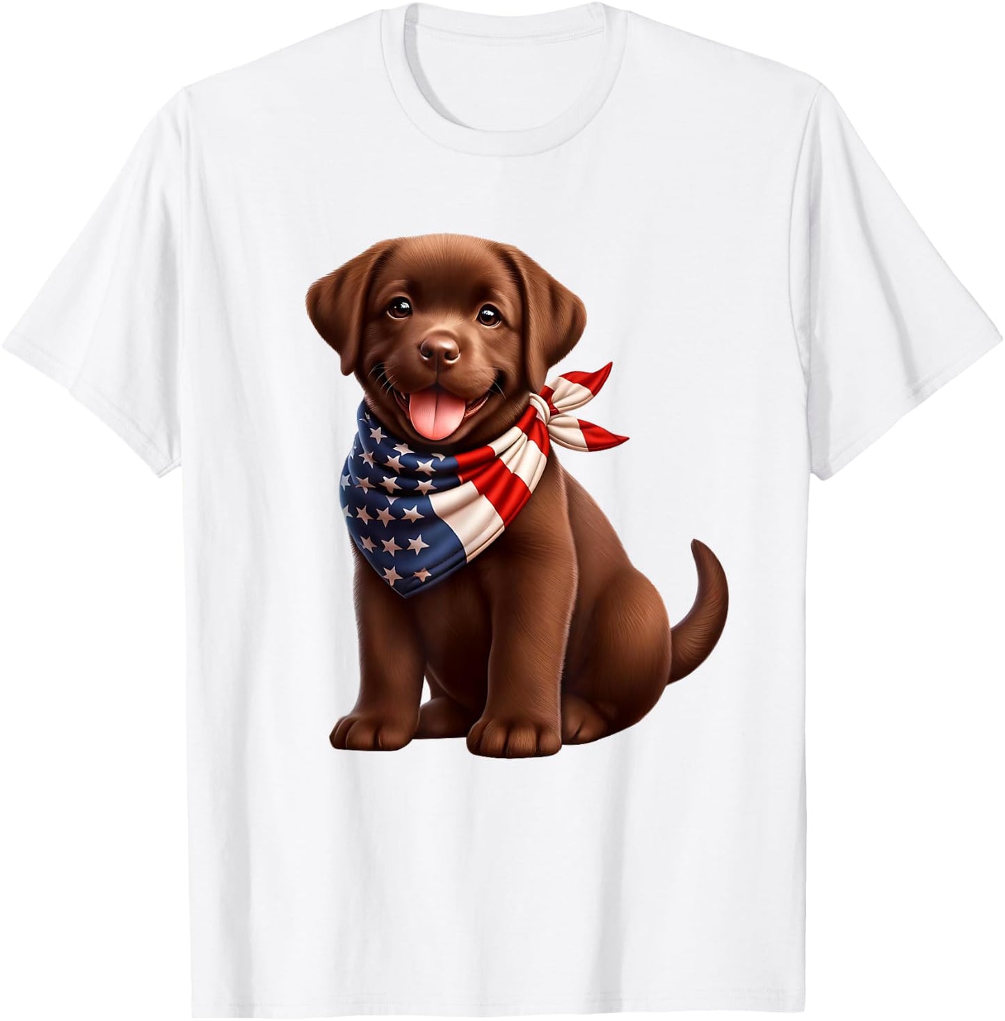 Cute Chocolate Labrador Puppy 4th Of July Dog T-Shirt - T-Shirt | White