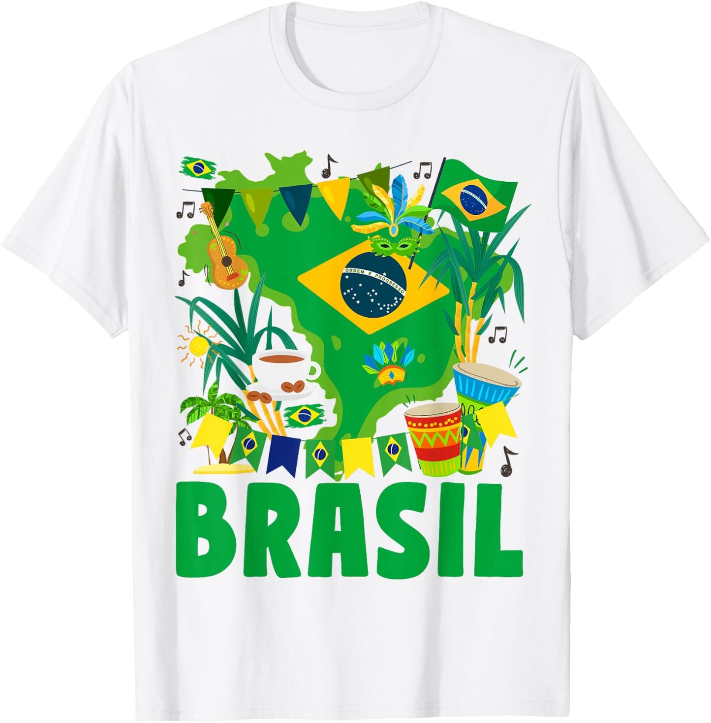 Brasil Flag Outfit Idea For Kids Brazil & Brazilian Flag T-Shirt - T-Shirt | White