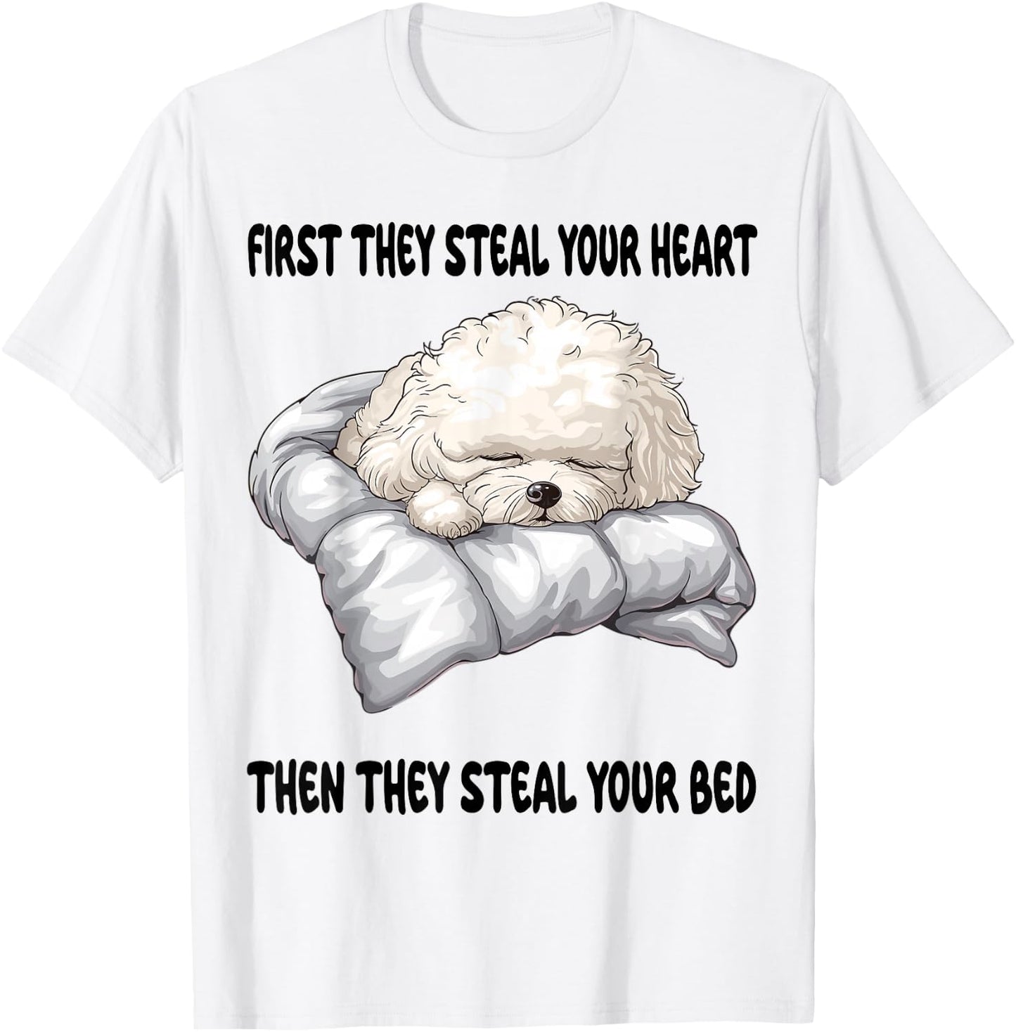 Bichon Frise Sleeping Pajamas Nightgown T-Shirt - T-Shirt | White