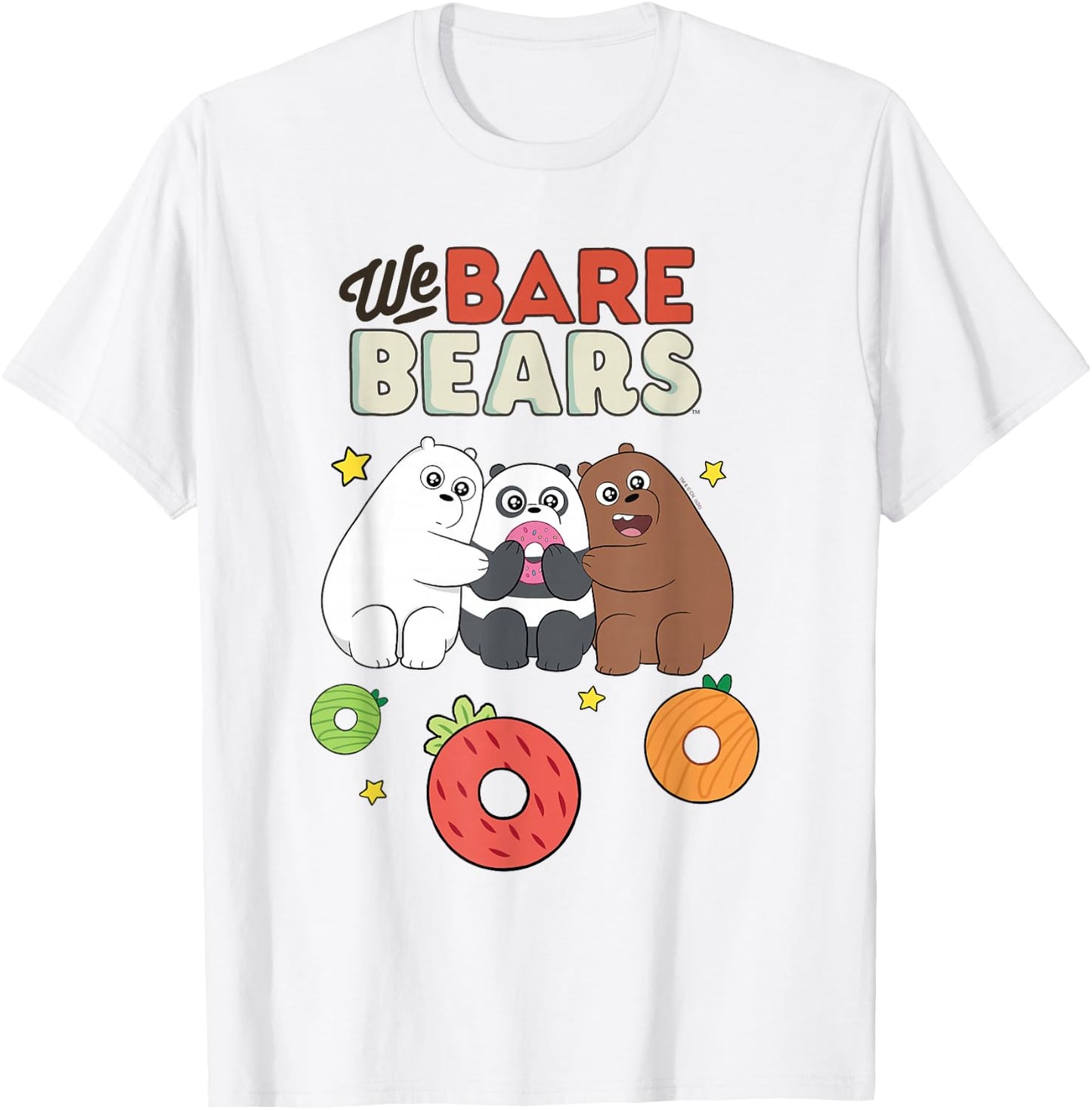 We Bare Bears Love Colorful Donuts Funny Cartoon T-Shirt - T-Shirt | White