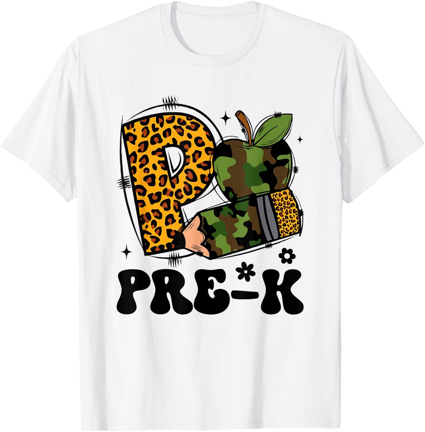 Cute Camo Pre K Back To School Funny Teacher Kid Preschool T-Shirt - T-Shirt | White