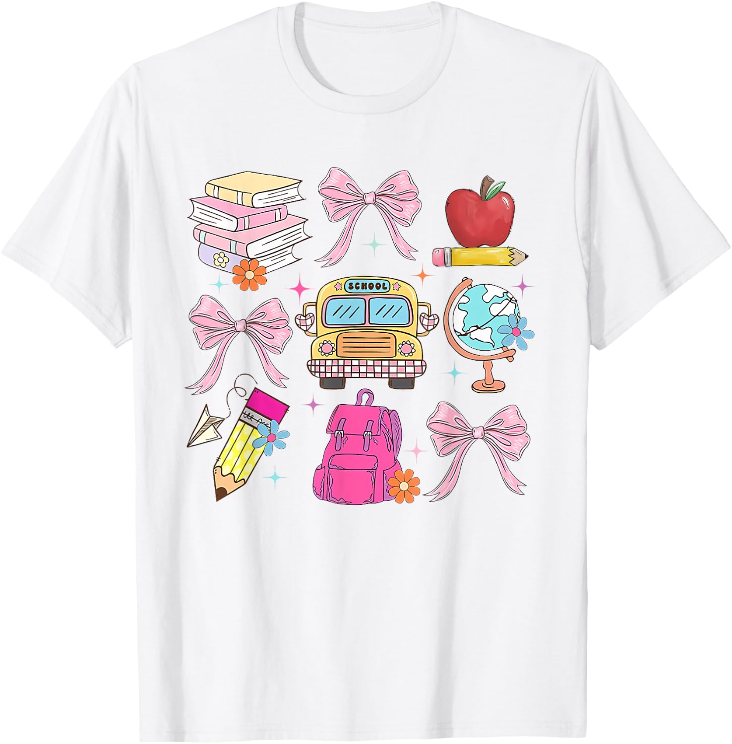 Back to School Coquette Teacher Women Girl Kindergarten PreK T-Shirt - T-Shirt | White