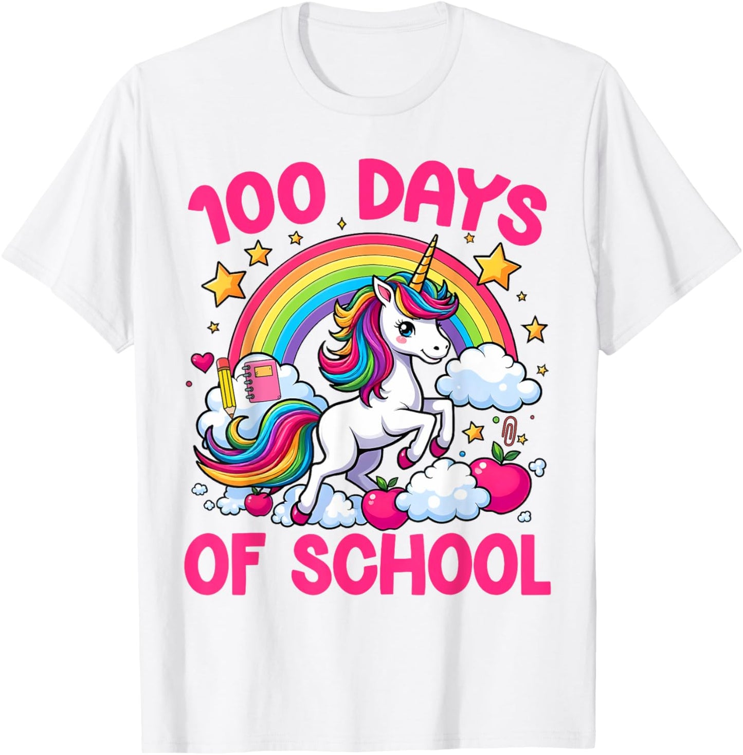 100 Days Of School Unicorn Teacher Girls Happy 100 Days T-Shirt - T-Shirt | White