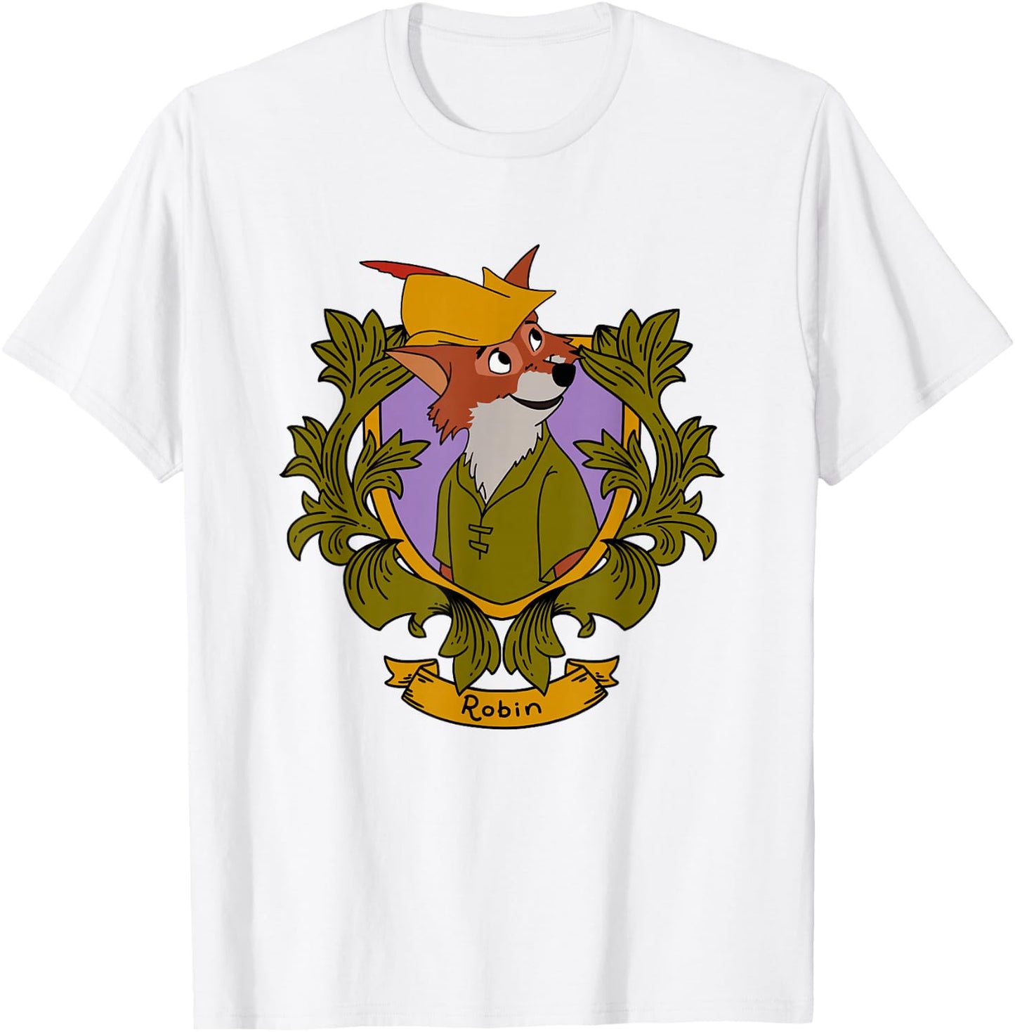 Disney Robin Hood Robin Vintage Floral Portrait T-Shirt - T-Shirt | White