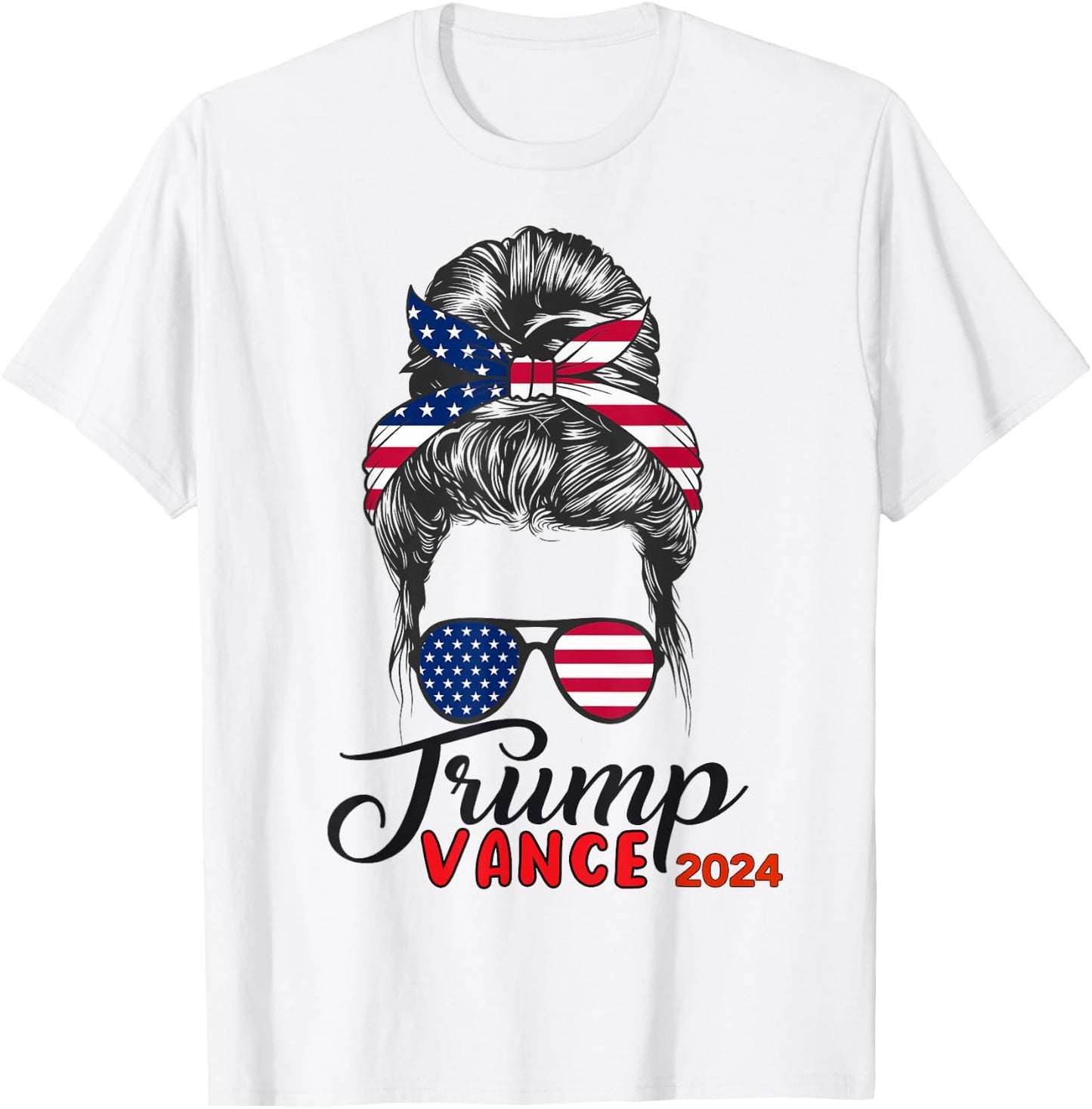 Trump Vance 2024 Trump Girl USA Flag T-Shirt - T-Shirt | White