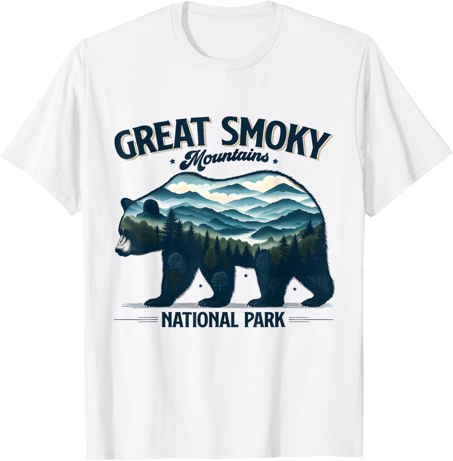 Hiking Camping Great Smoky Mountains National Park Bear T-Shirt - T-Shirt | White