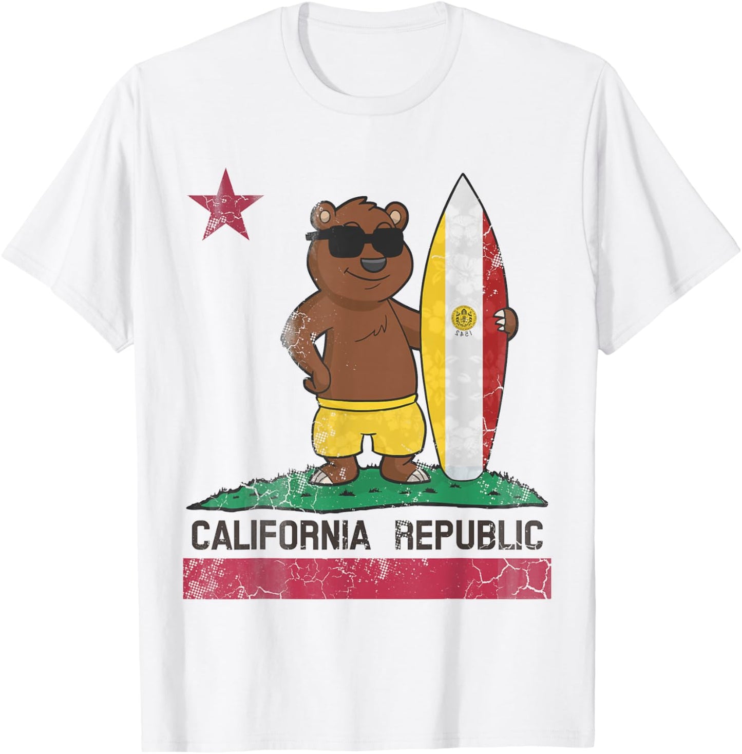 San Diego California Surfer Bear Surfing Men Women Kids Teen T-Shirt - T-Shirt | White