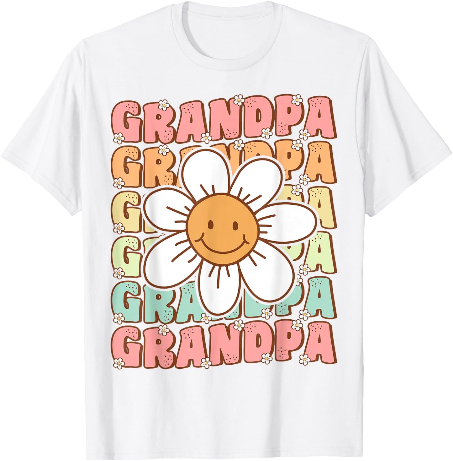 Groovy Grandpa Matching Family Birthday Party Daisy Flower T-Shirt - T-Shirt | White