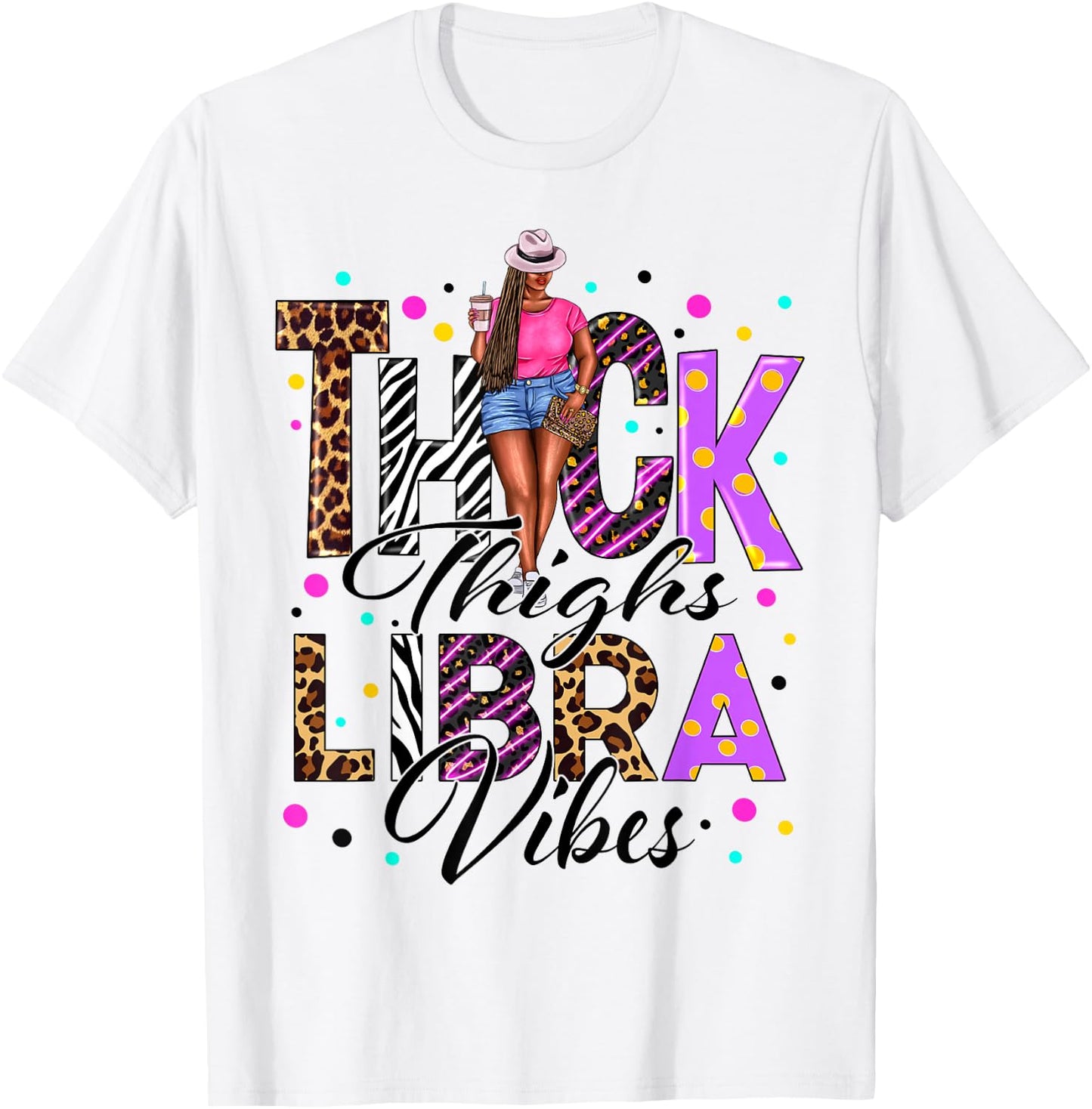 Thick Thighs Libra Vibes Zodiac Sign Coffee Black Women T-Shirt - T-Shirt | White
