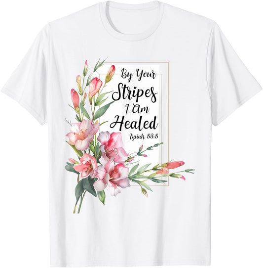 Freesia Flower Bible Verse Watercolor Floral Christian T-Shirt - T-Shirt | White