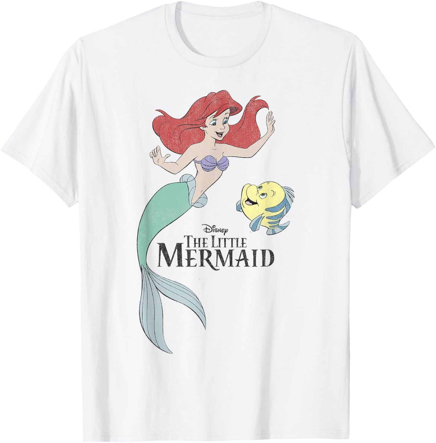 Disney The Little Mermaid Ariel & Flounder Portrait T-Shirt - T-Shirt | White