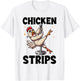Funny Chicken Strips Pole Dance Cartoon Pun Humor T-Shirt - T-Shirt | White