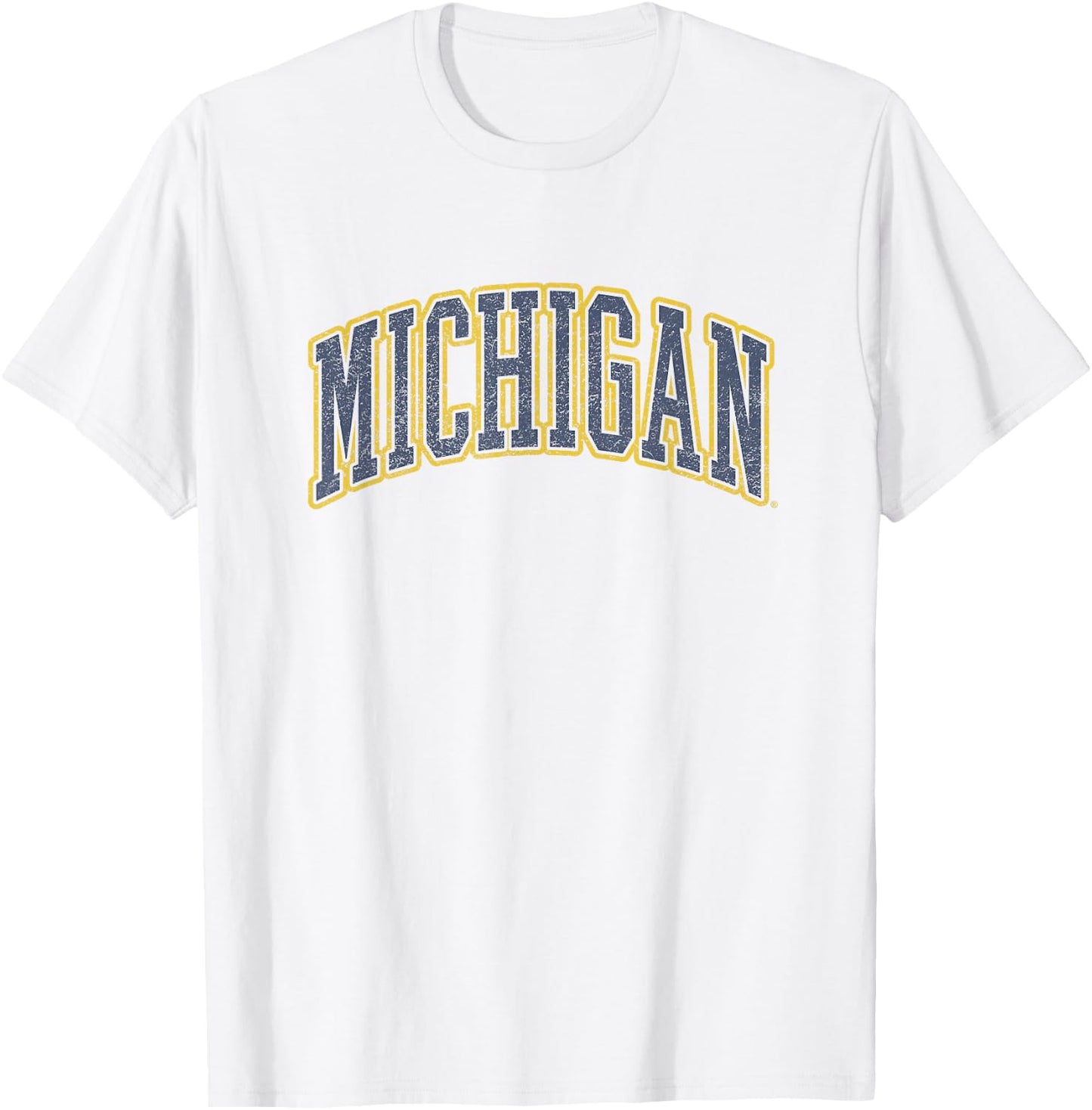 University of Michigan Wolverines U of M Distressed School T-Shirt - T-Shirt | White
