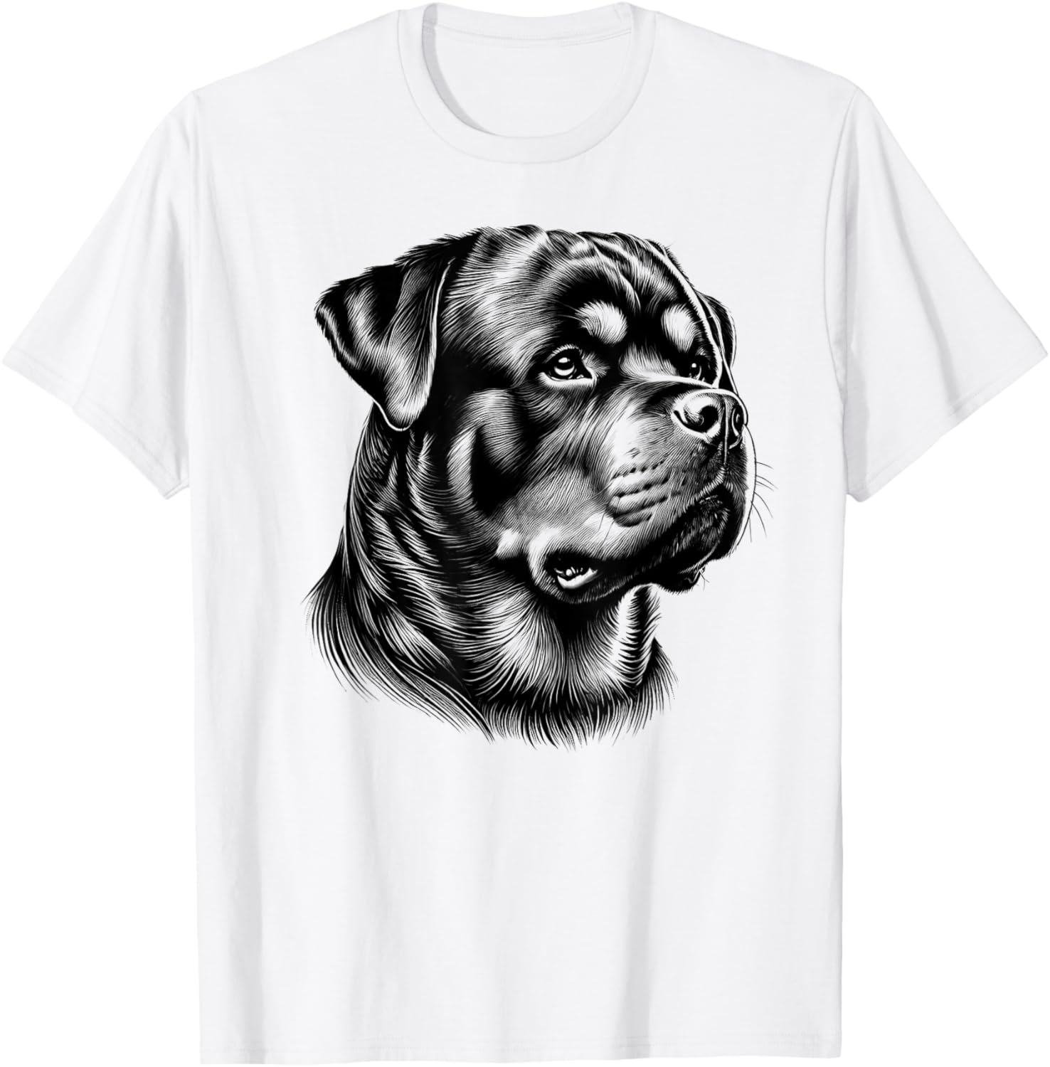 Proud Rottweiler Head in Realistic Drawing Style T-Shirt - T-Shirt | White