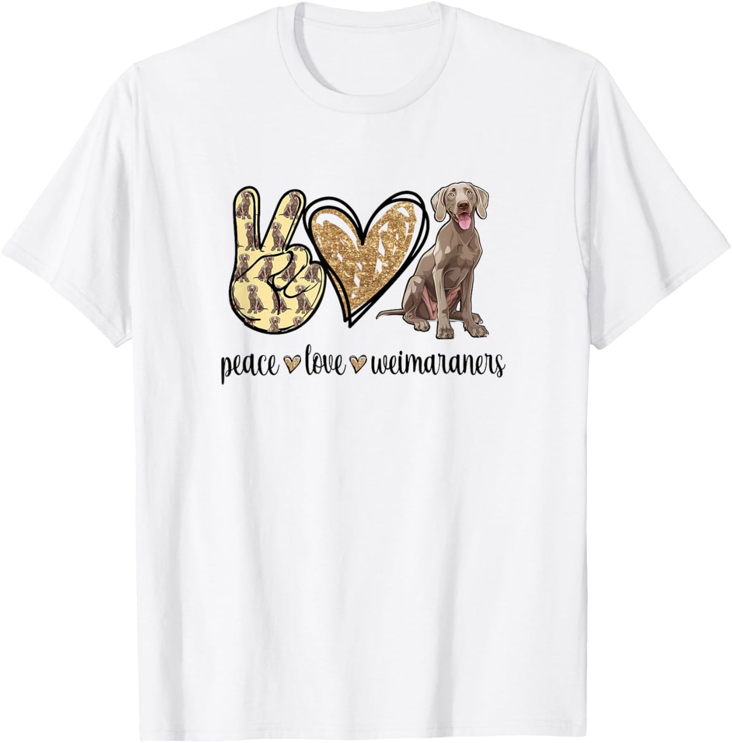 Girls Owners Cute Peace Love Weimaraner Lover T-Shirt - T-Shirt | White