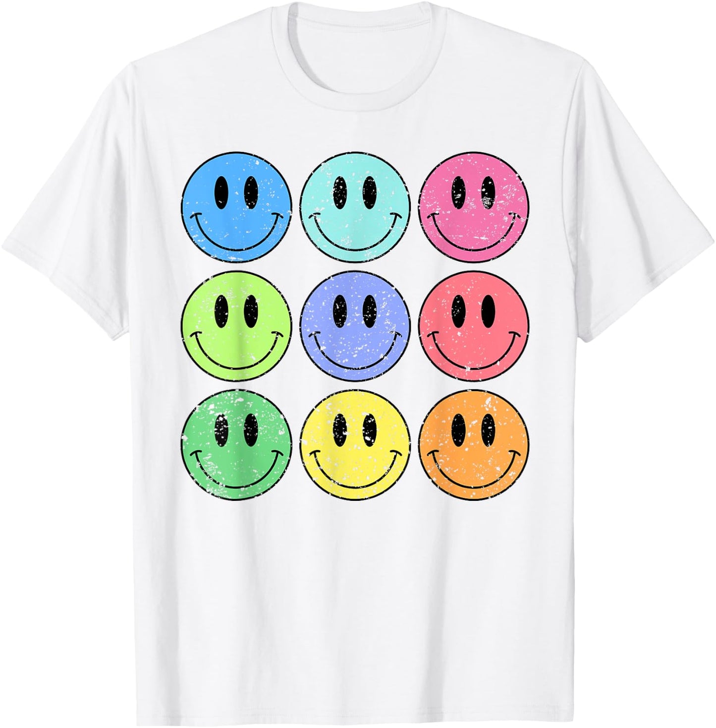 Retro Groovy Checkered Pattern Smile Face Trendy Kids T-Shirt - T-Shirt | White