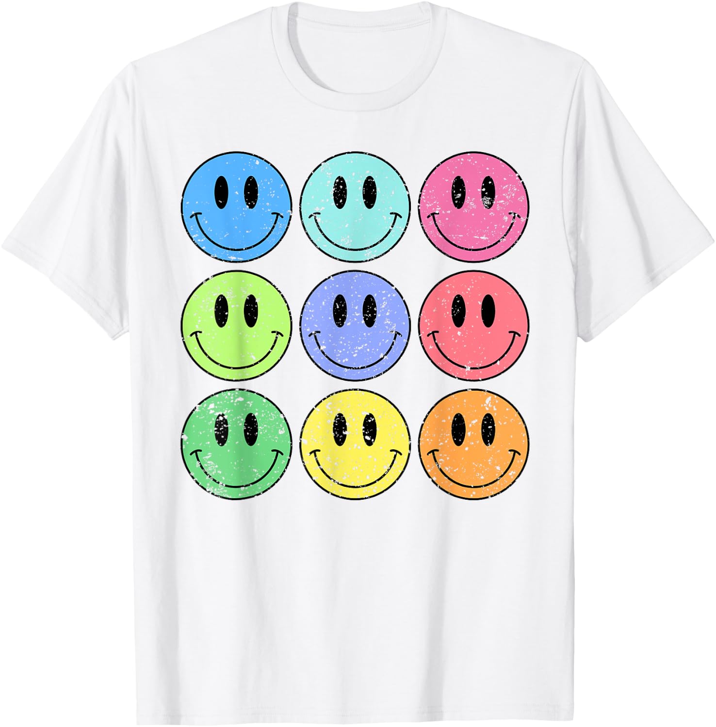 Retro Groovy Checkered Pattern Smile Face Trendy Kids T-Shirt - T-Shirt | White
