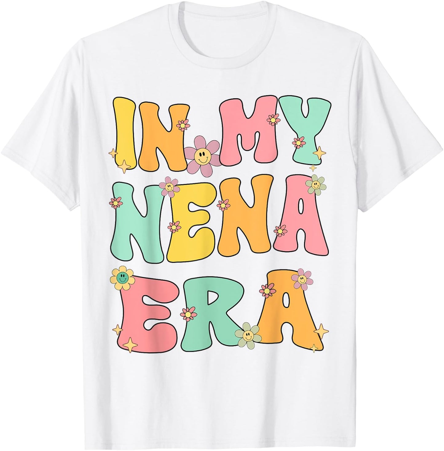 In My Nena Era Retro Groovy Nena Grandma Mothers day Cute T-Shirt - T-Shirt | White