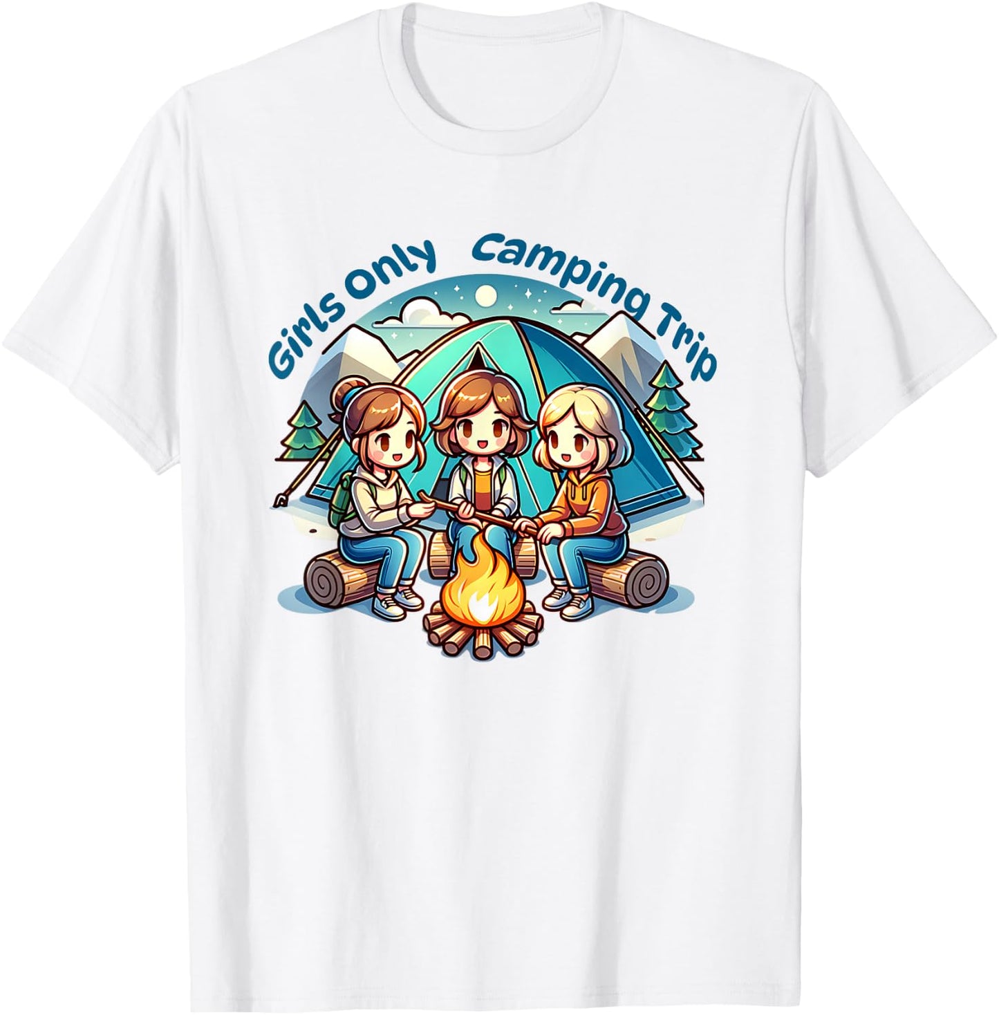 Girls Only Camping Trip Besties Camp T-Shirt - T-Shirt | White