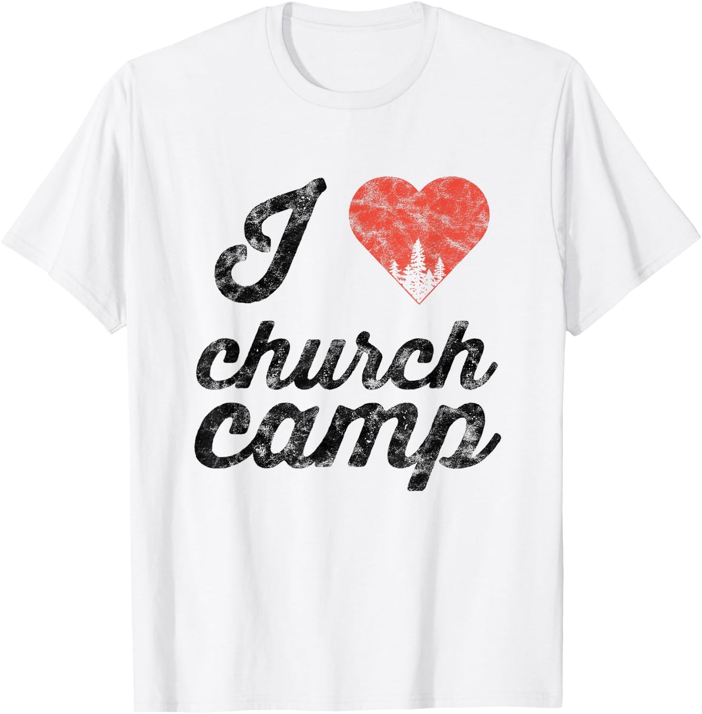 I Love Church Camp Heart Jesus Believer T-Shirt - T-Shirt | White