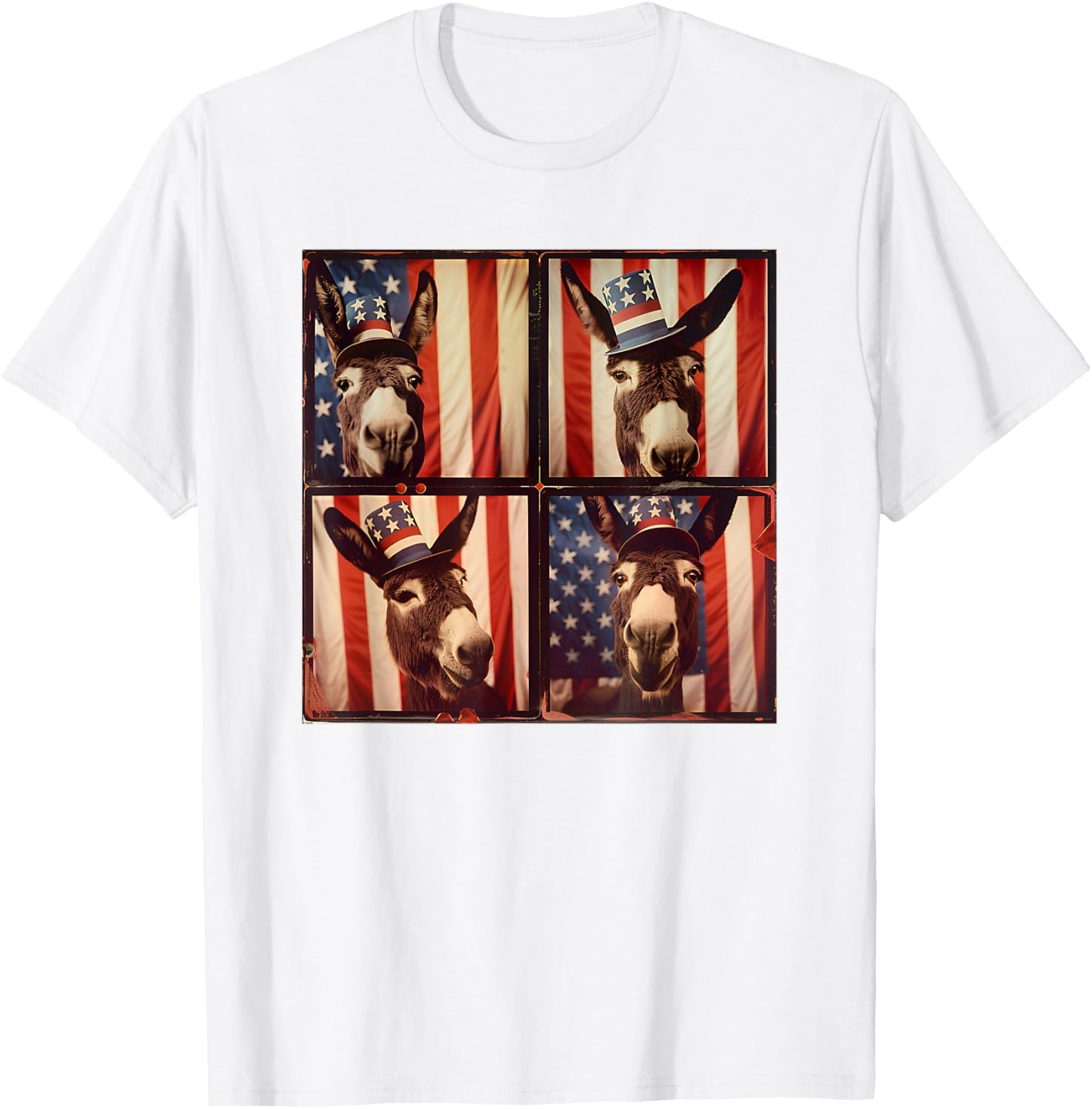 Donkey Farmer American Flag Patriotic 4th Of July Donkey Women Kids Men T-Shirt - T-Shirt | White