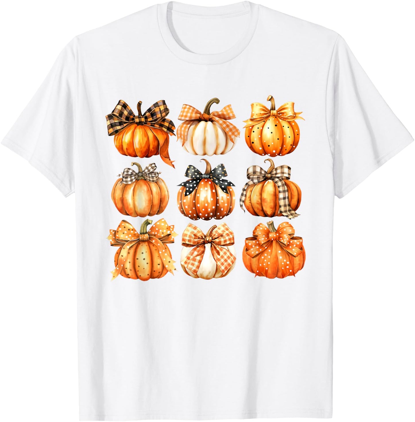 Retro Pumpkin Coquette Bow Fall Autumn Halloween Girl Women T-Shirt - T-Shirt | White