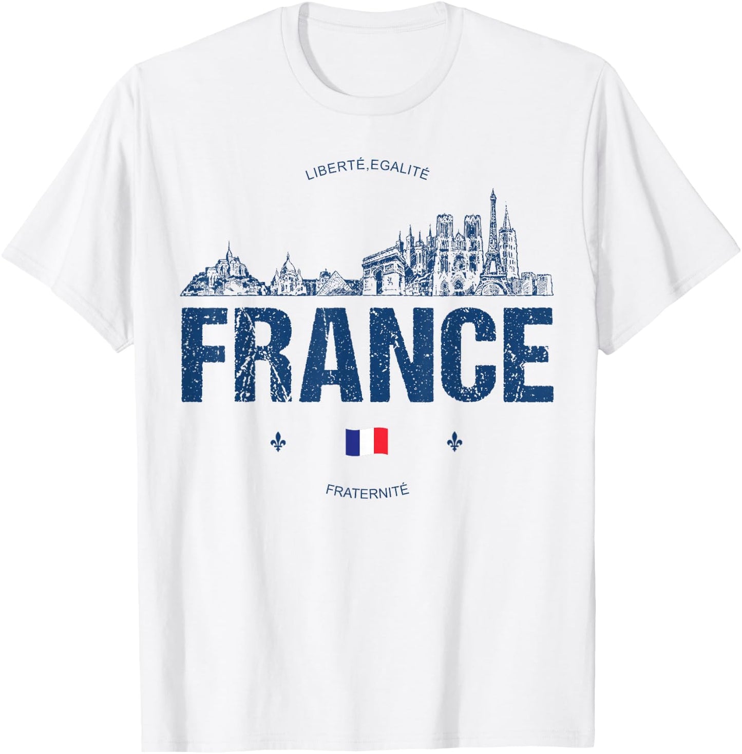 France Souvenir Travel , Small, White T-Shirt - T-Shirt | White
