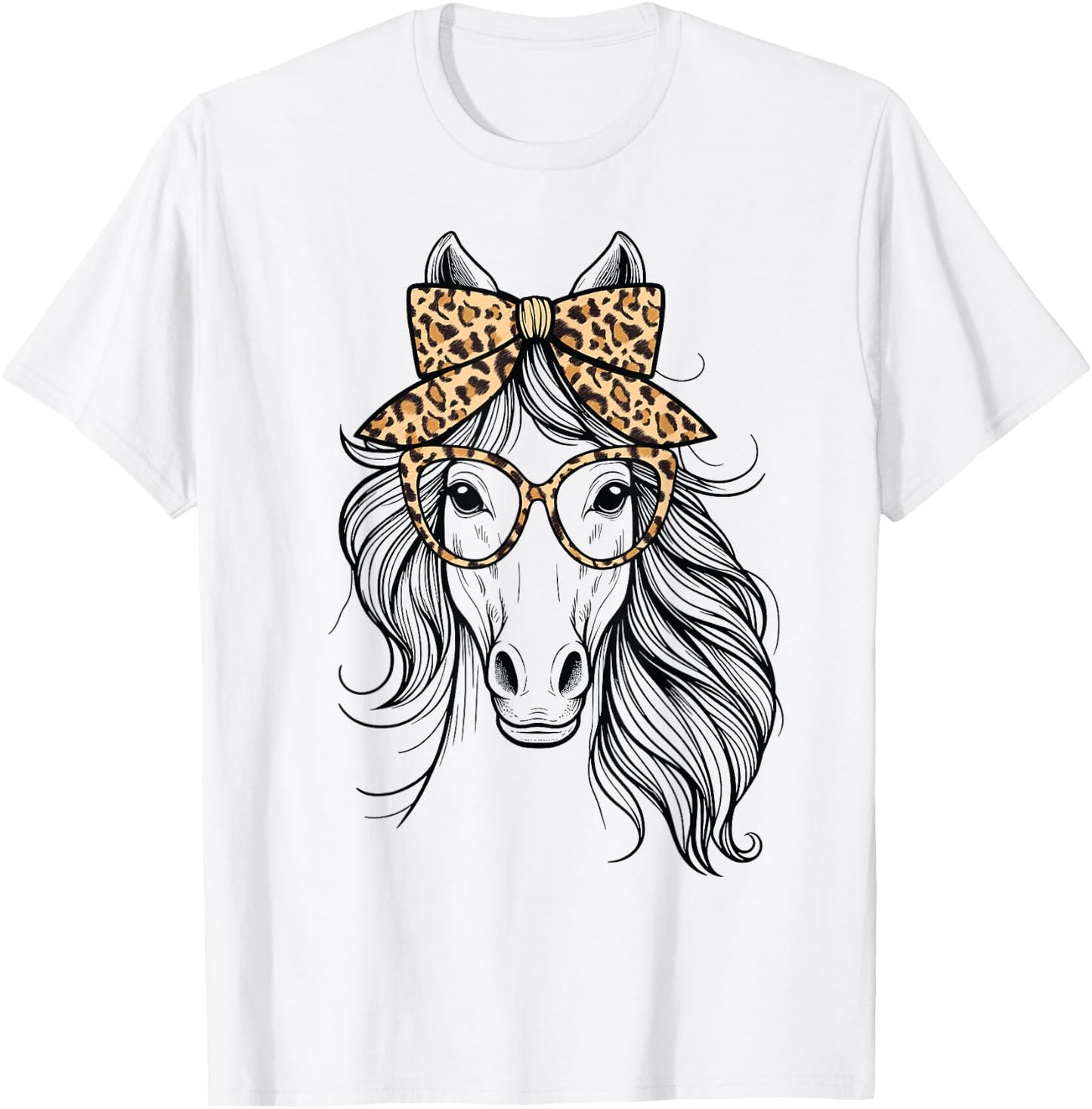 Horse Leopard Bandana For Horseback Riding Horse Lover Girl T-Shirt - T-Shirt | White