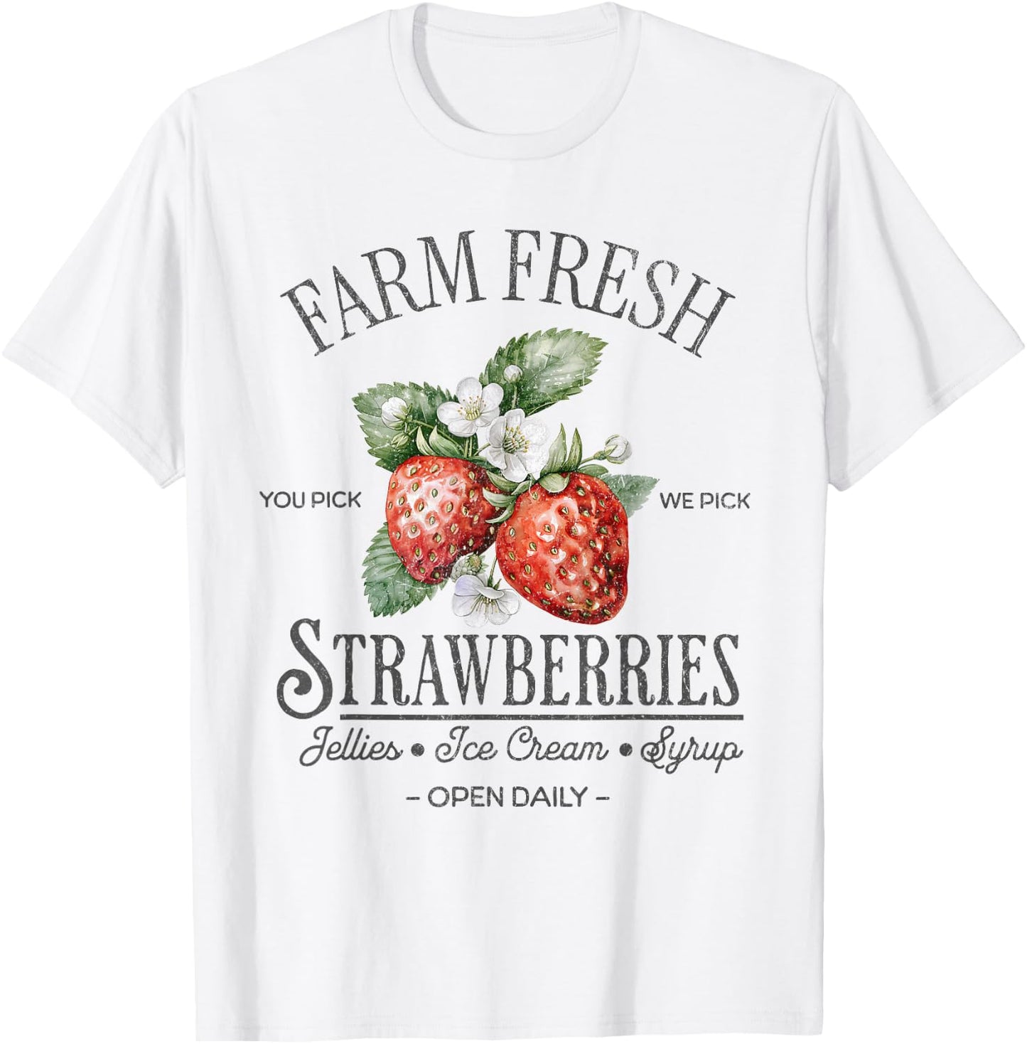 Farm Fresh Strawberries Vintage Strawberry Farmers Farm T-Shirt - T-Shirt | White