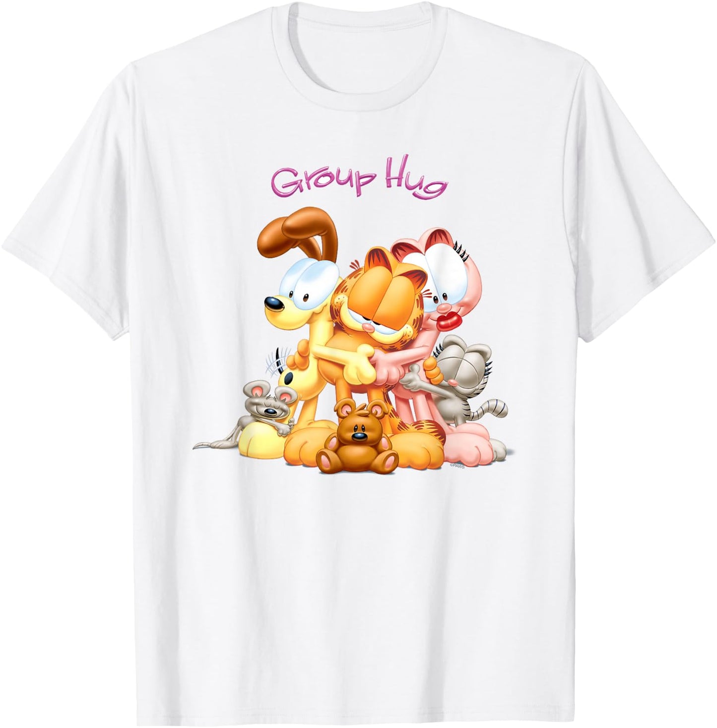 Garfield Group Hug 3D Cat Cartoon T-Shirt - T-Shirt | White