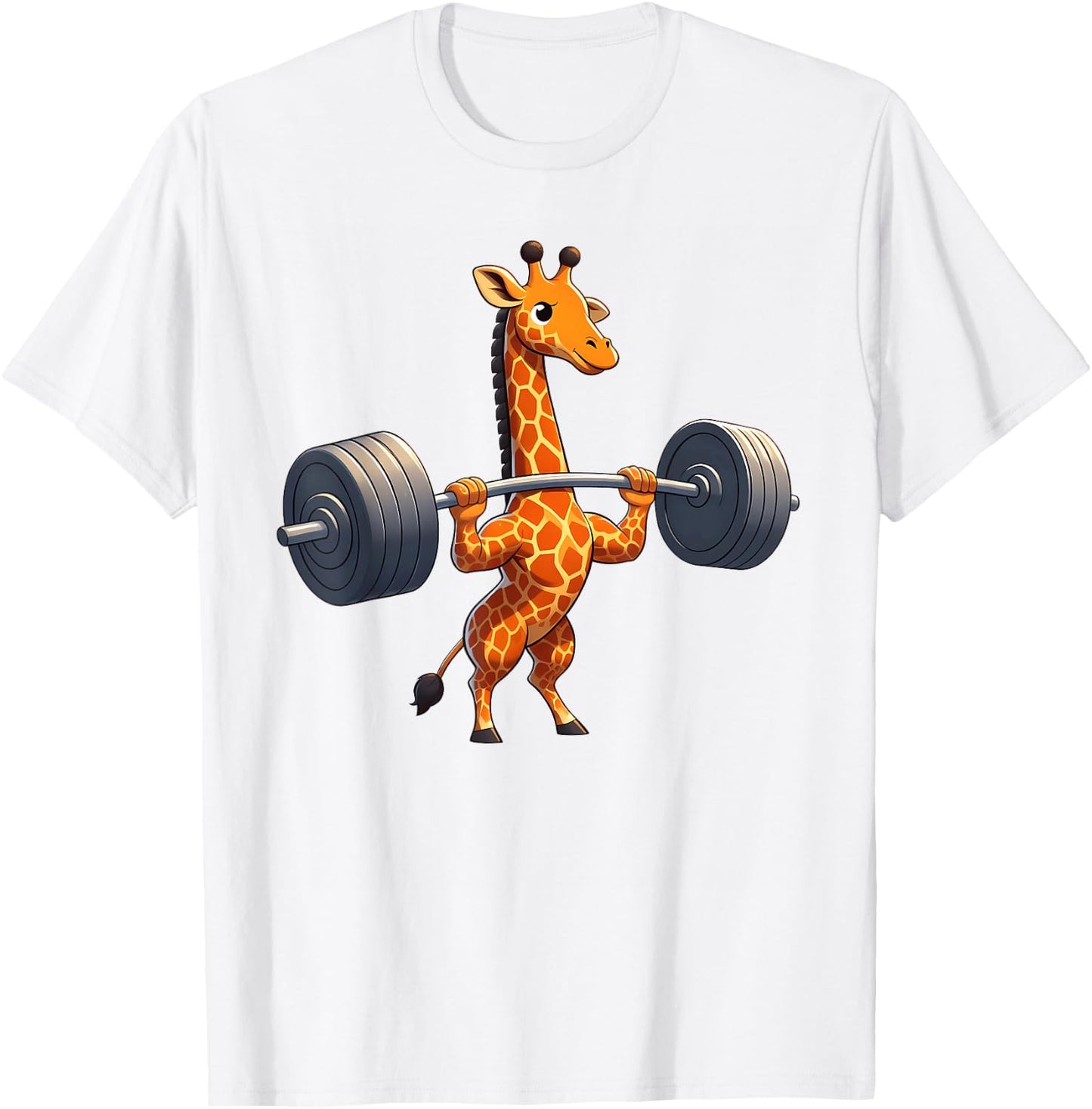 Weightlifting Funny Fitness Workout Gym Giraffe Lover T-Shirt - T-Shirt | White