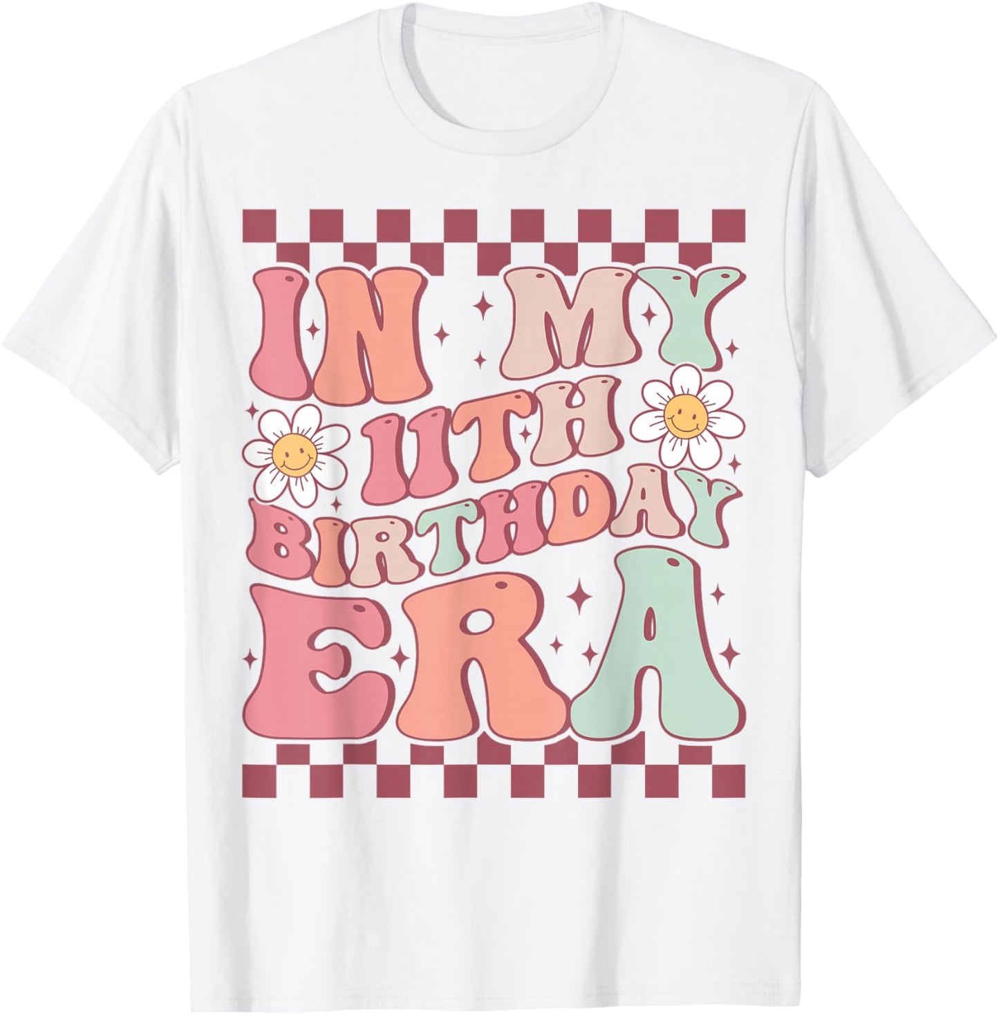 In My 11th Birthday Era Cute Groovy 11th Birthday Party T-Shirt - T-Shirt | White
