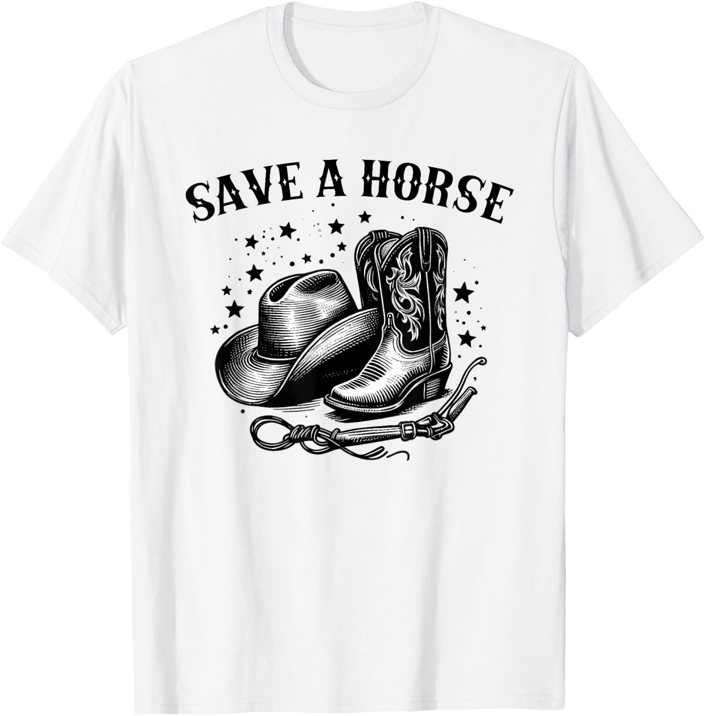 Save A Horse Western Country Retro Cowboy T-Shirt - T-Shirt | White