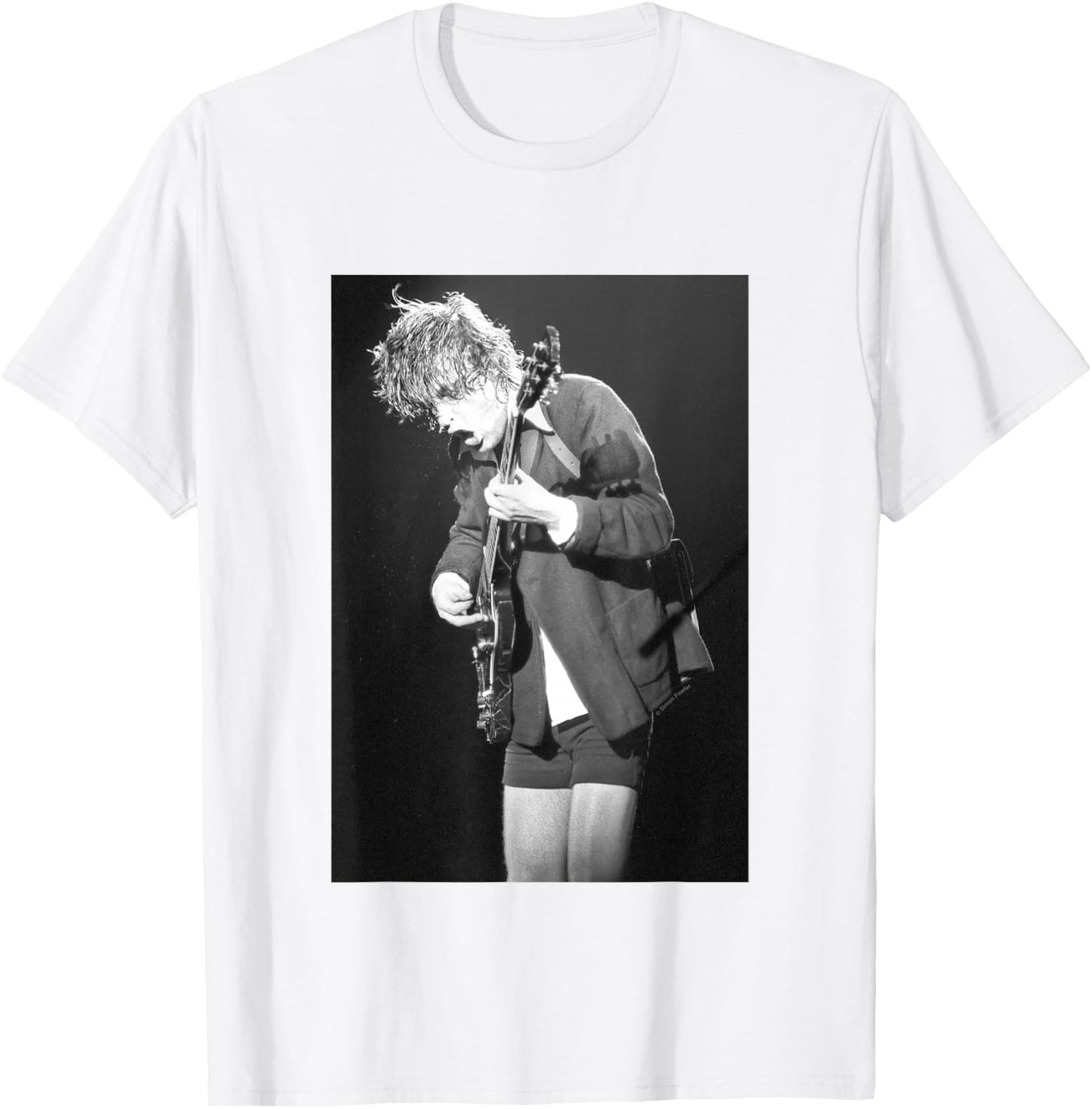 Angus Young Of ACDC Live By Simon Fowler T-Shirt - T-Shirt | White