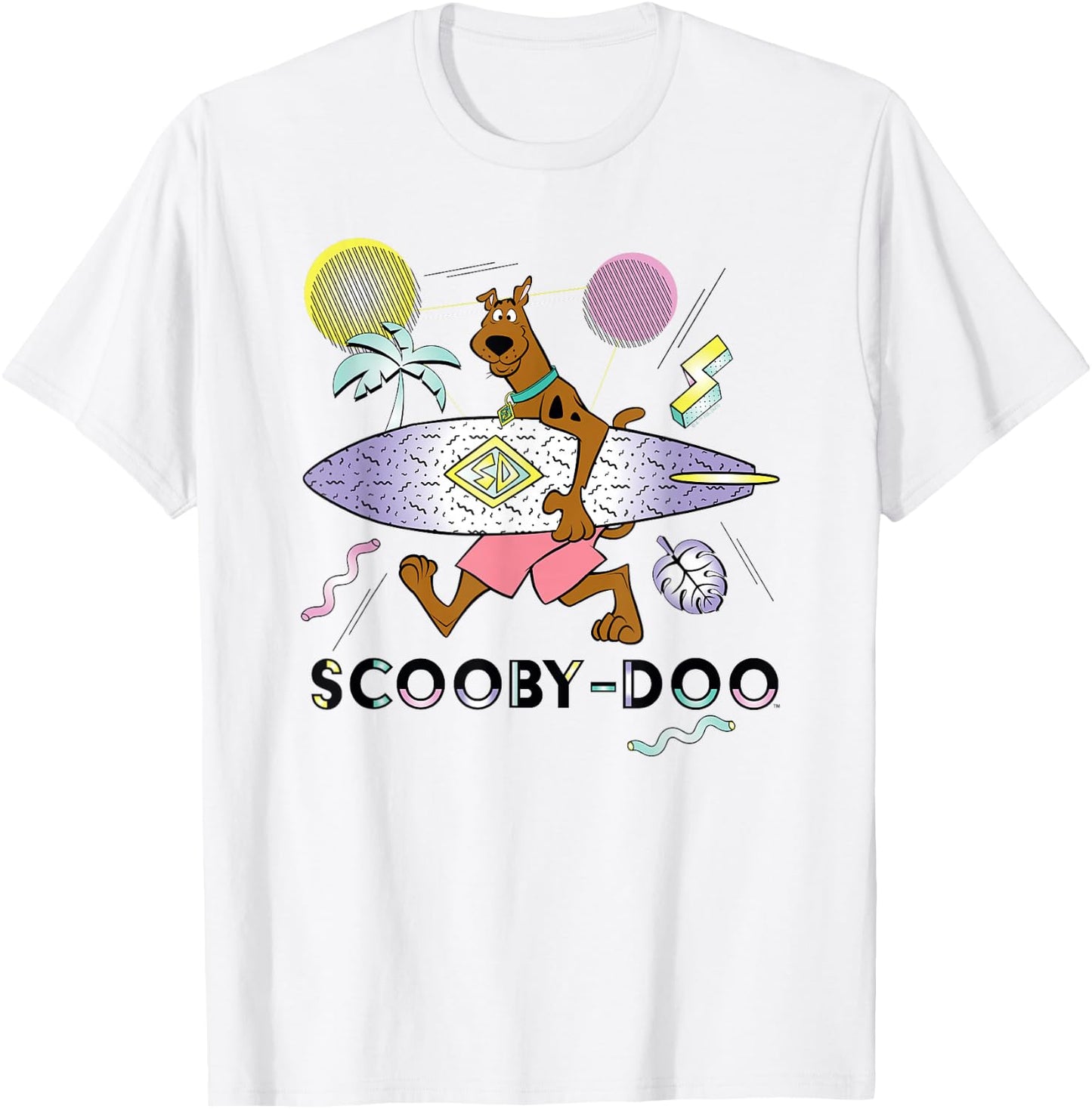Scooby-Doo Scooby with Surfboard Geometric T-Shirt - T-Shirt | White