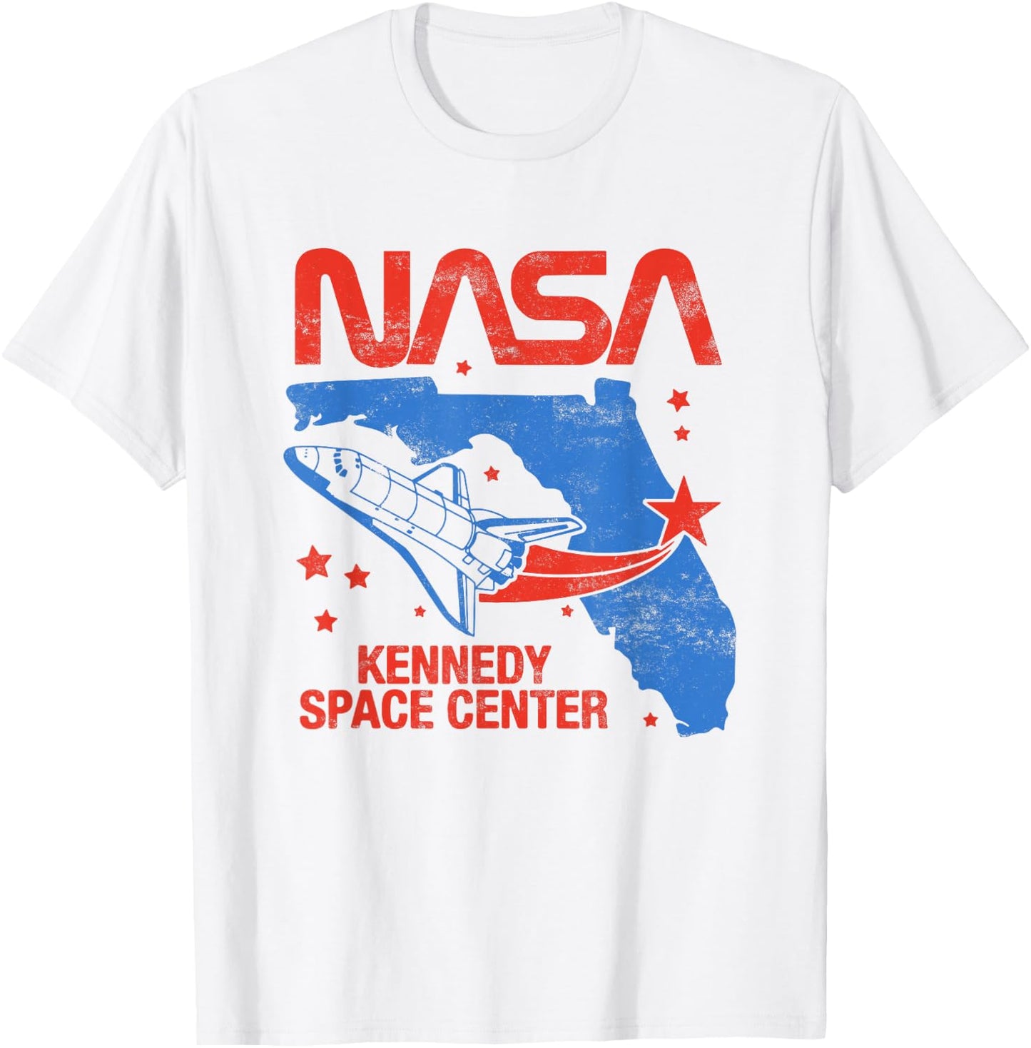 NASA Iconic Kennedy Space Center Vintage Big Chest Poster T-Shirt - T-Shirt | White