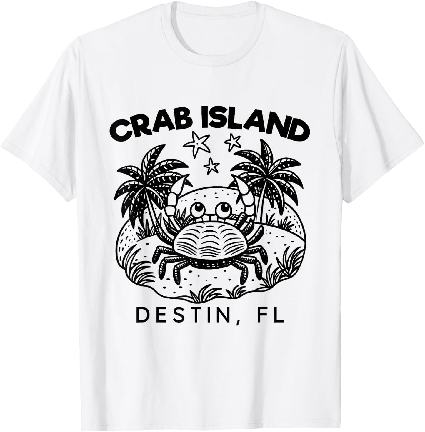 Island Crab, Sandbar Hangout, Destin Florida FL, Funny Crabs T-Shirt - T-Shirt | White