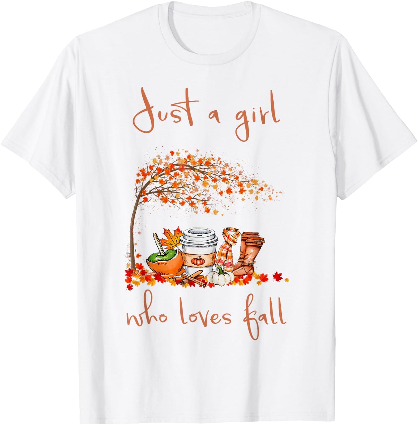 Just A Girl Who Loves Fall Pumpkin Spice Latte Cute Autumn T-Shirt - T-Shirt | White
