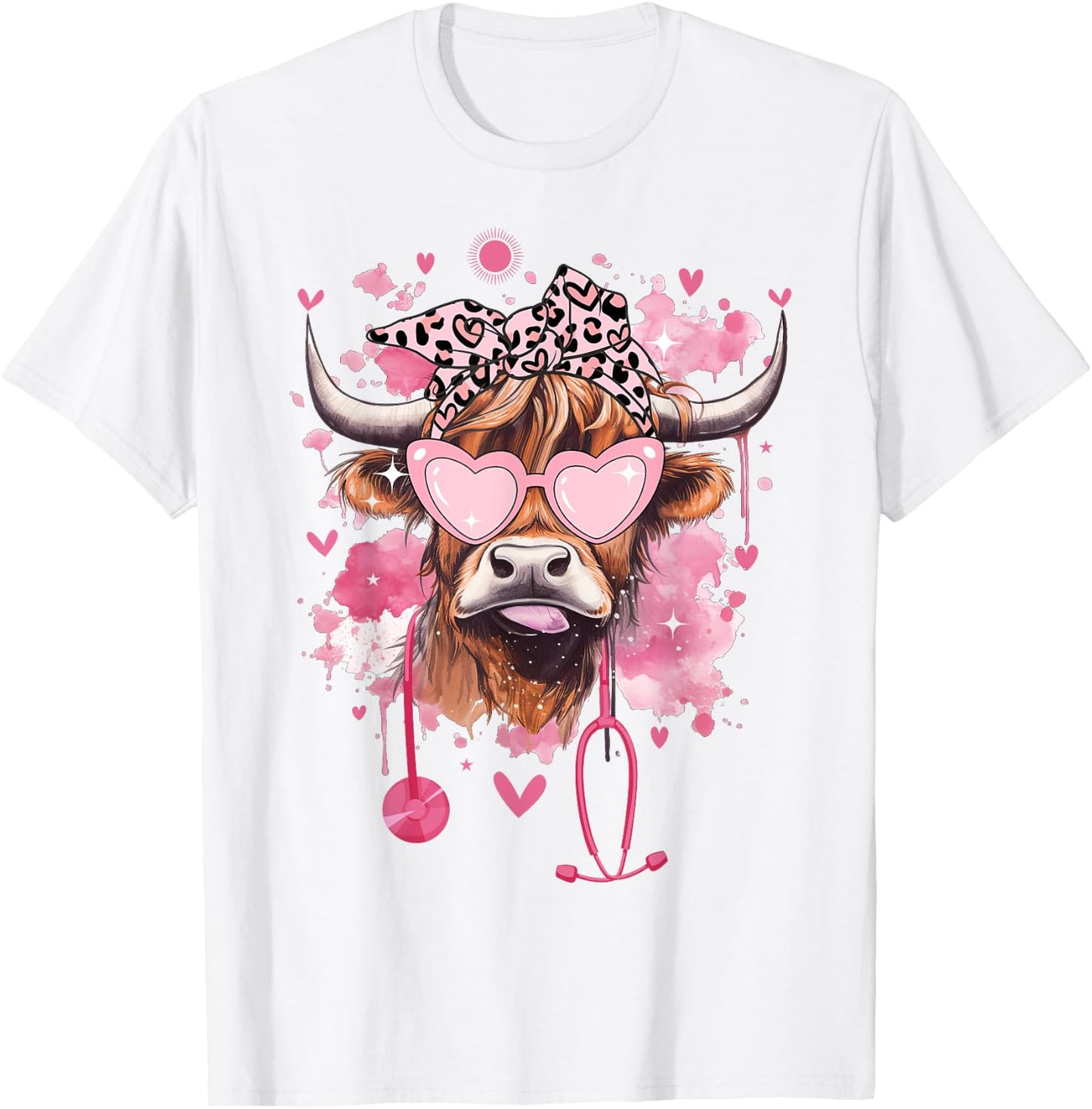 Cute Highland Cow Nurse Cow Lover Summer Break Nursing Funny Men Women Girls Kids T-Shirt - T-Shirt | White
