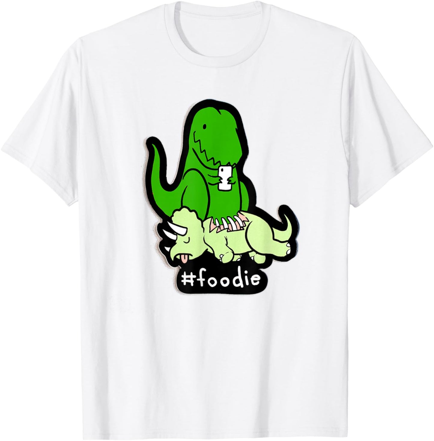 hashstag Foodie Dinosaur Funny T-Shirt - T-Shirt | White