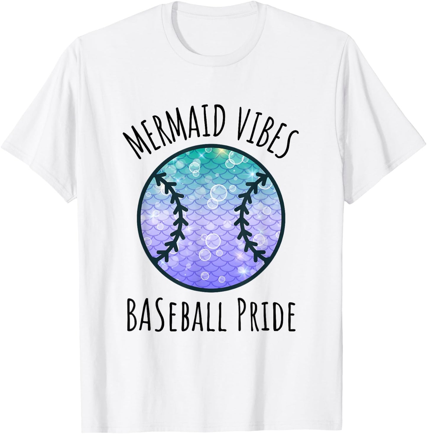 Mermaid Vibes Baseball Girl Fishtail Ocean Team Shell Games T-Shirt - T-Shirt | White