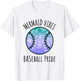 Mermaid Vibes Baseball Girl Fishtail Ocean Team Shell Games T-Shirt - T-Shirt | White