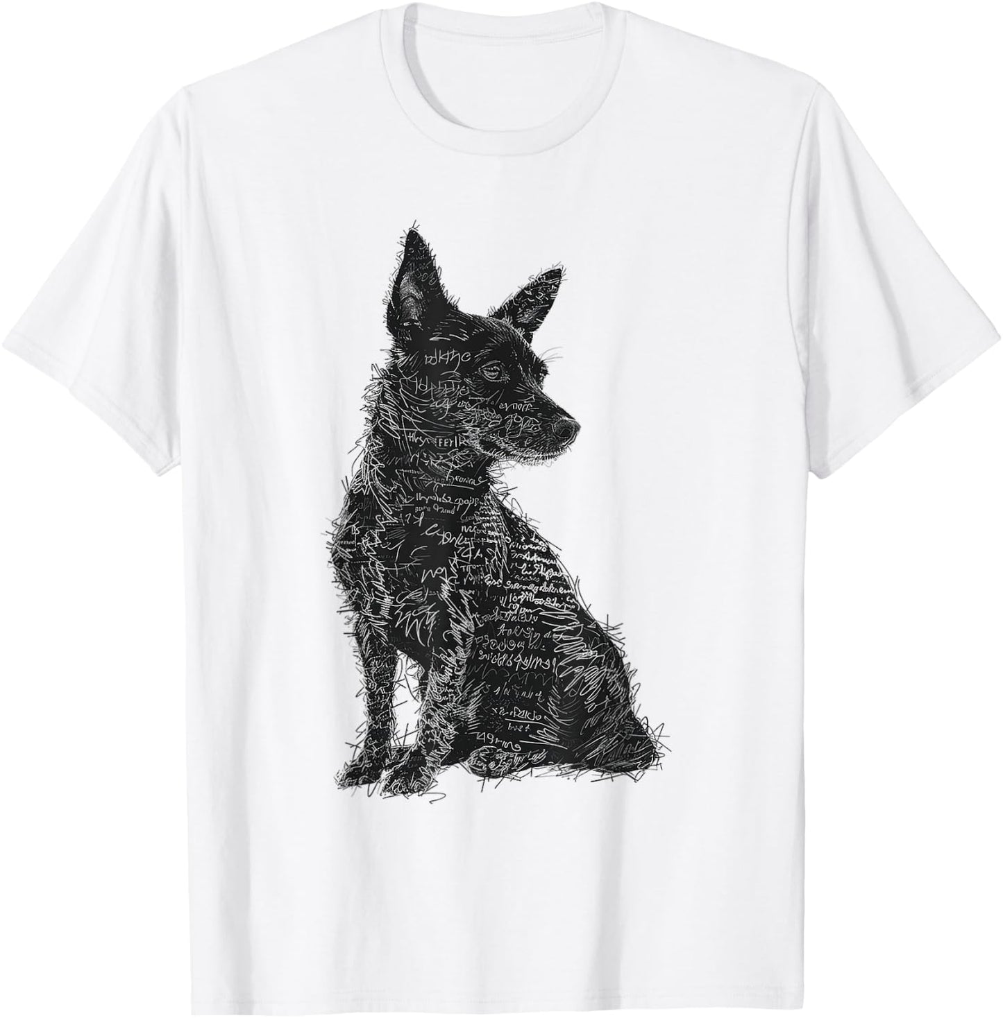 Dog Abstract Motif Drawing Artwork Animal Dog Women Kids T-Shirt - T-Shirt | White