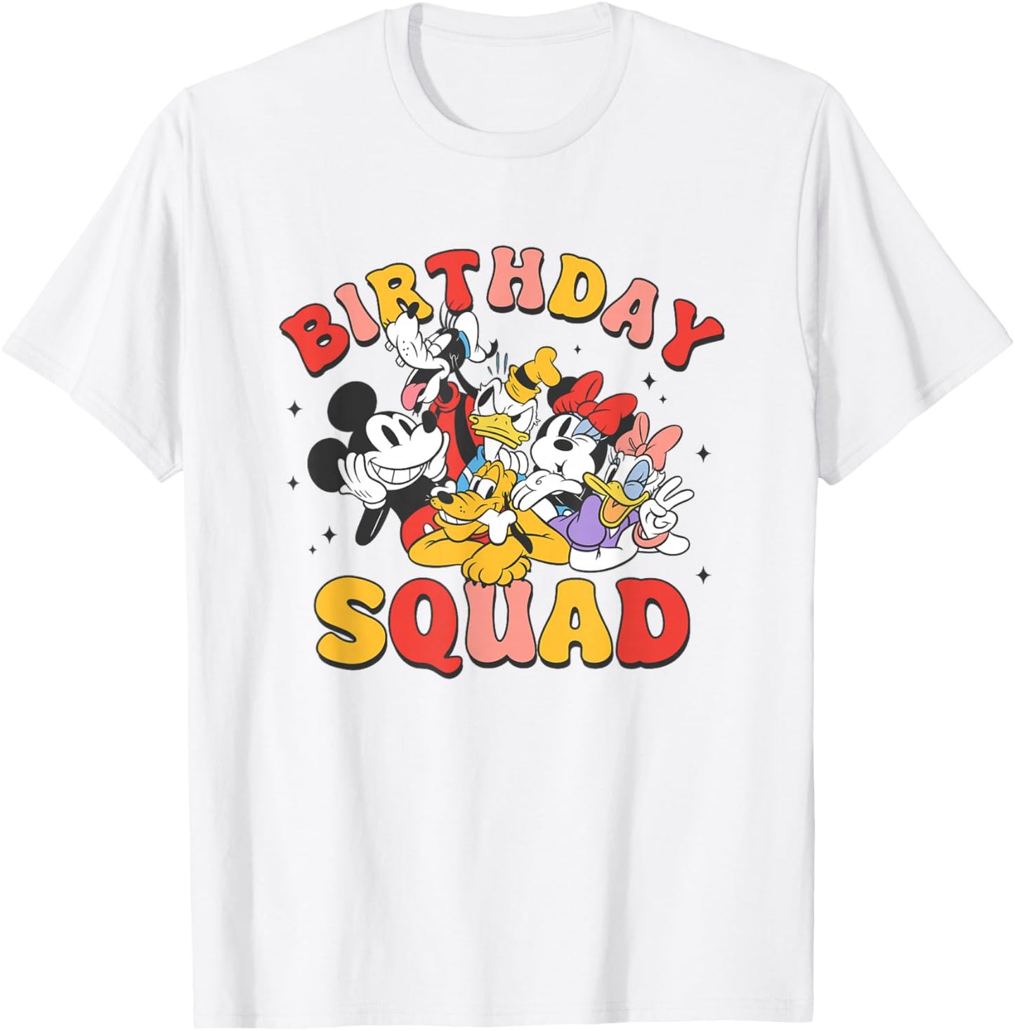 Disney Mickey and Friends Birthday Squad Vintage Group T-Shirt - T-Shirt | White